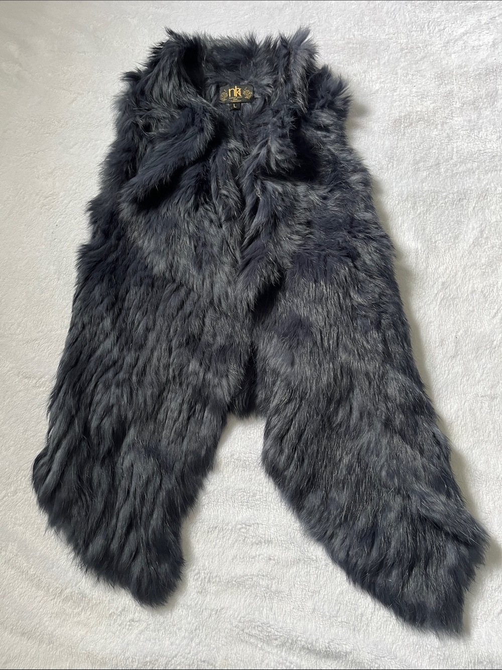 Metric Knits Rabbit Fur blue vest
